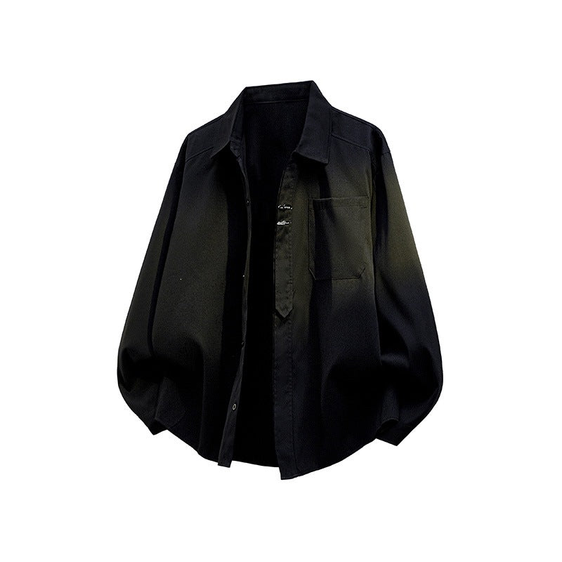 Unisex Oversize Hemdjacke im minimalistischen Utility-Look mit Brusttasche und verdeckter Knopfleiste Drune
