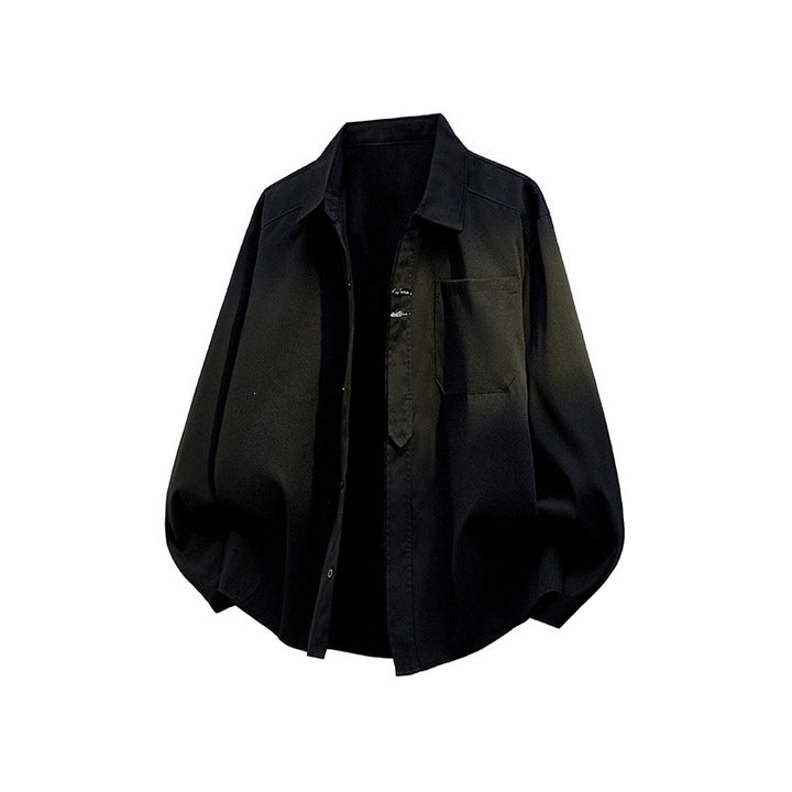 Unisex Oversize Hemdjacke im minimalistischen Utility-Look mit Brusttasche und verdeckter Knopfleiste Drune