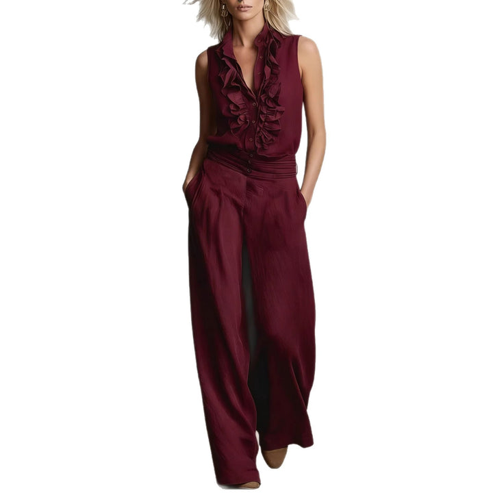 Damen Elegante Bluse mit Rüschendetails und klassischem Kragen Drune