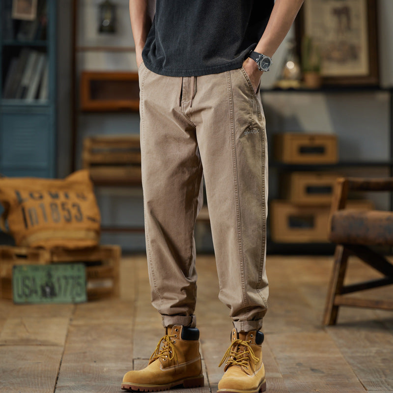 Herren Baumwoll-Twill Joggerhose im Tapered-Schnitt mit Tunnelzug und gekrempeltem Saum Drune