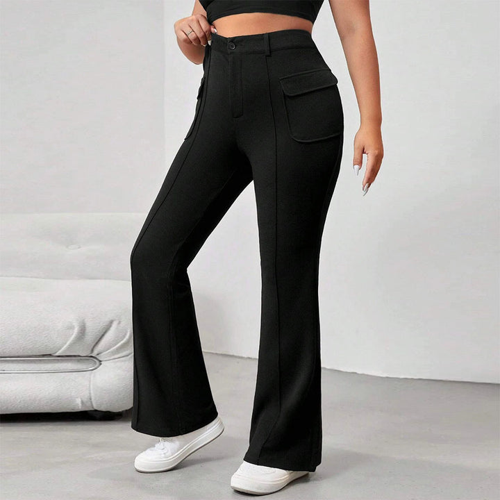 Damen Flared Hose mit praktischen Seitentaschen und elastischem Bund Drune