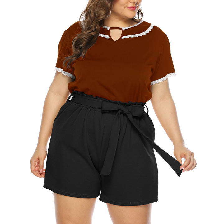 Damen modisches Oberteil mit Rüschenärmel und eleganten Shorts Drune