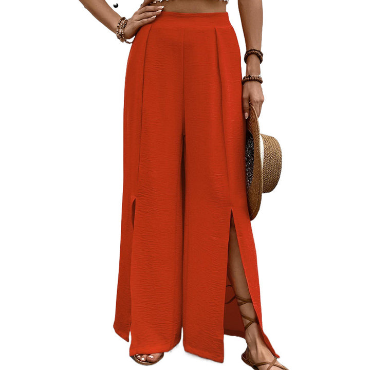 Damen Weitgriff Palazzo-Hose mit Schlitzen Drune