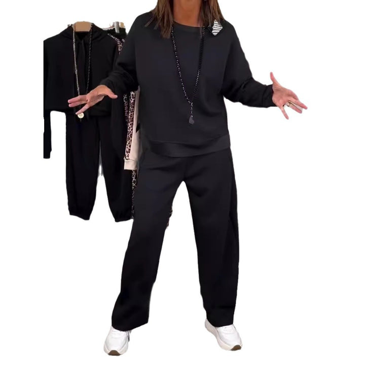 Damen nan Oversize-Jogging-Set mit kastigem Sweatshirt und weiter Palazzo-Hose mit dekorativem Seitenband Drune