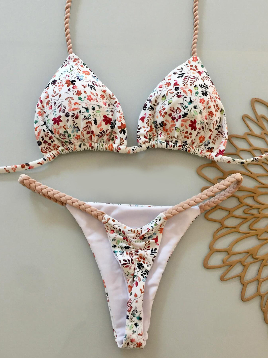 Damen Triangel-Bikini mit verspieltem Lippen-Design Drune