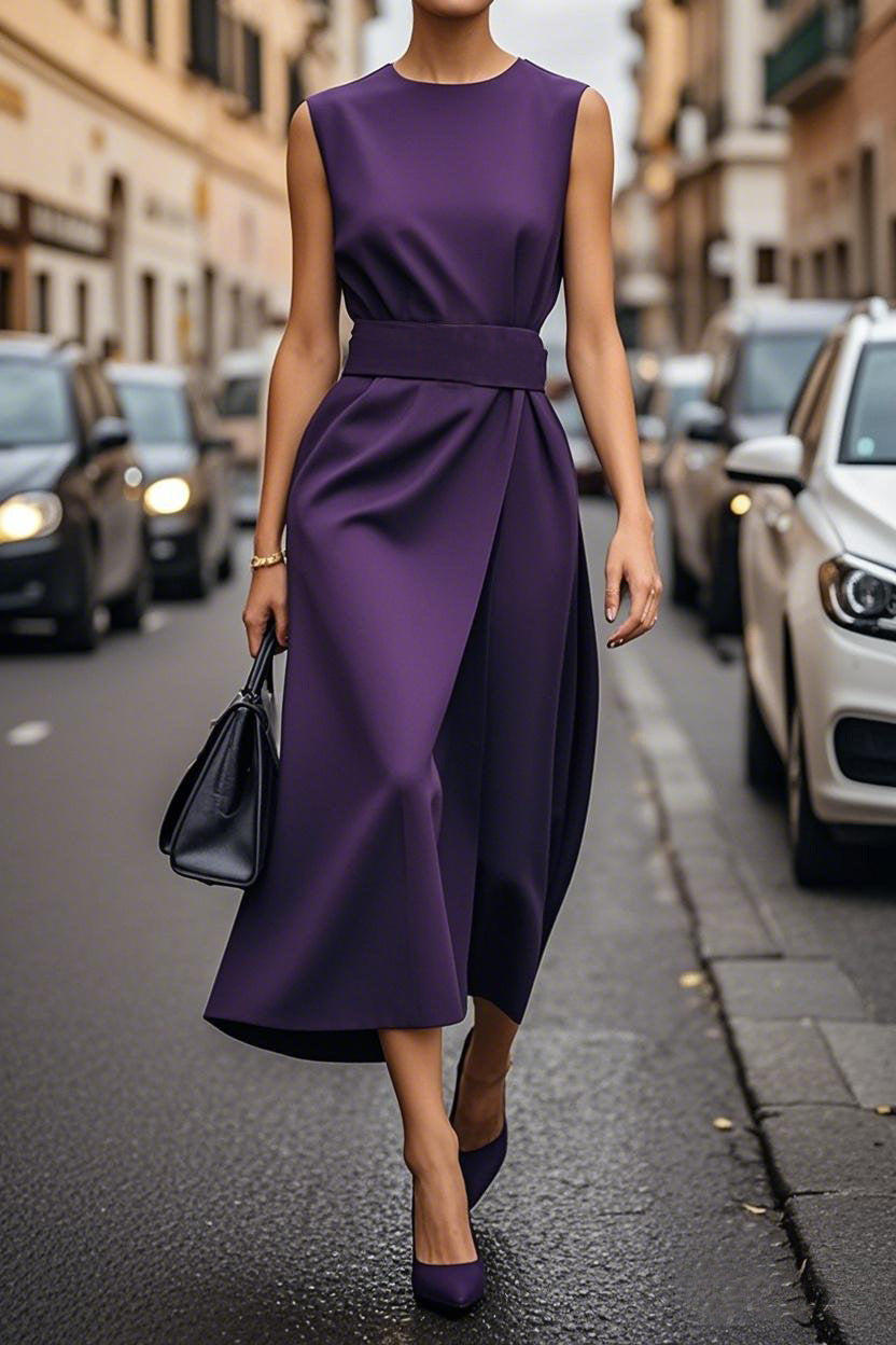 Damen elegantes Maxikleid mit figurbetonter Silhouette und seitlichem Schlitz Drune