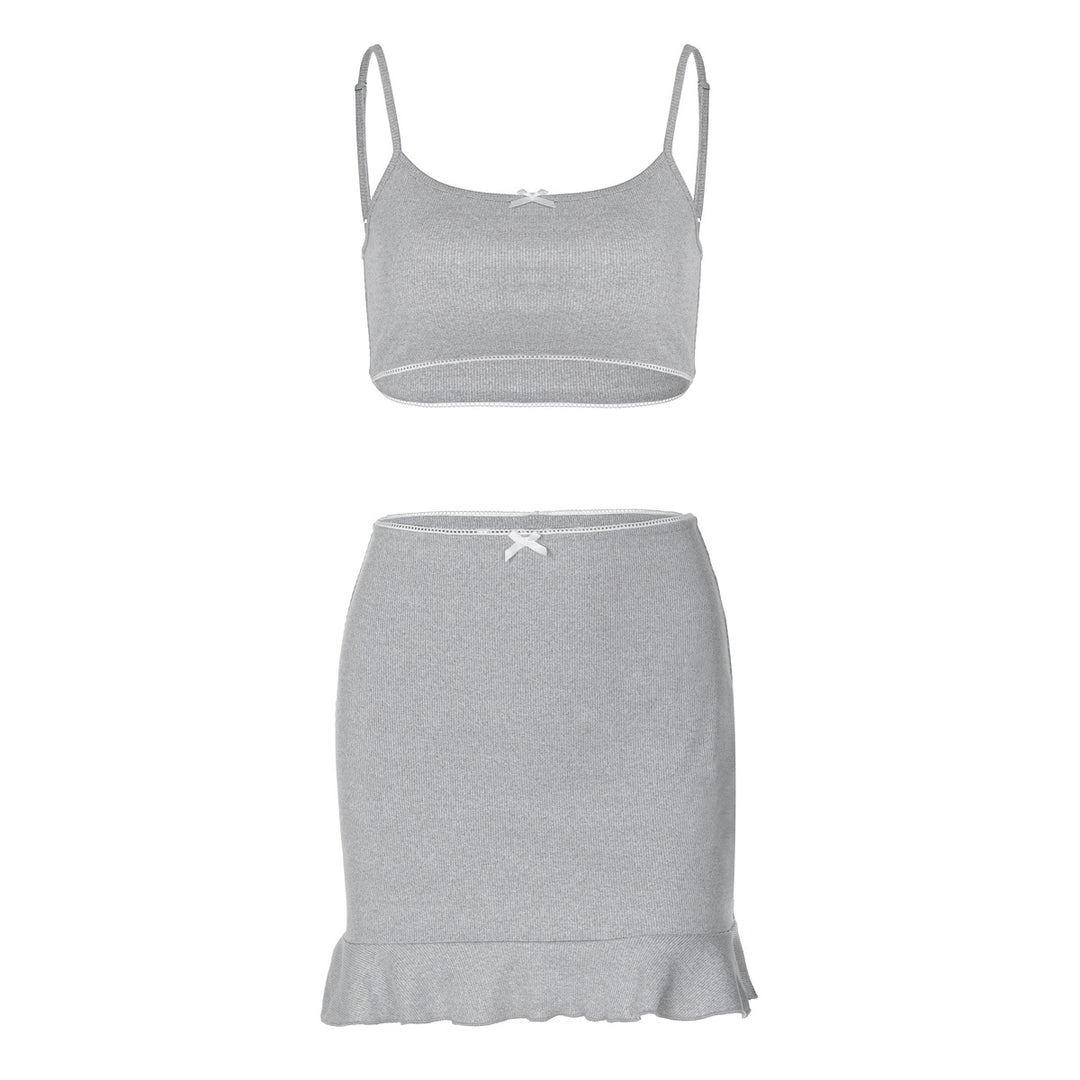 Damen Zweiteiliges Set mit Rüschendetails Drune