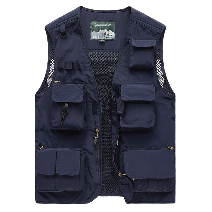 Herren Multifunktionale Angel- und Outdoorweste mit Mesh-Rücken und Mehrfachtaschen Drune