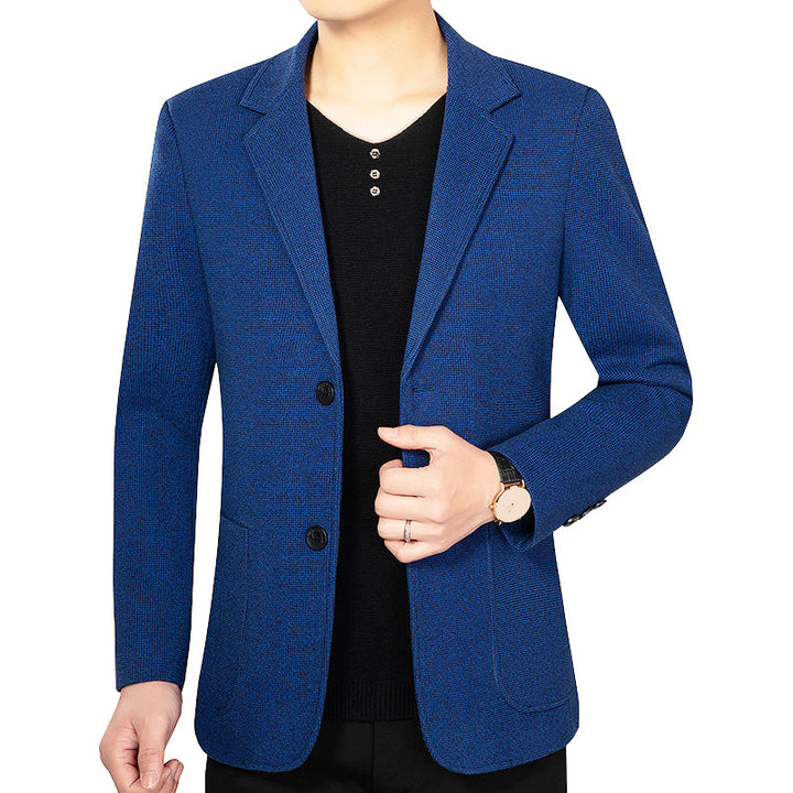 Herren Strukturierter Strickblazer mit Reverskragen und aufgesetzten Taschen Drune