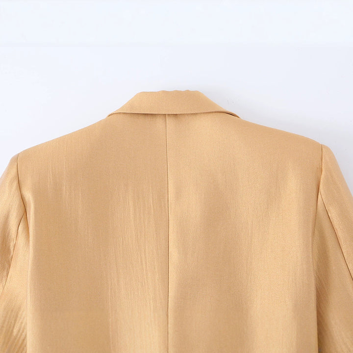 Damen Taillierter Satinblazer mit Kordelzug und Reverskragen Drune