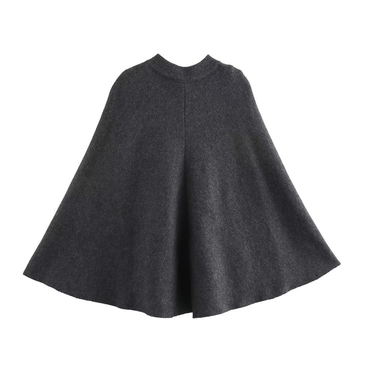 Damen modische Umhangjacke mit elegantem Stehkragen und dekorativen Knopfdetails Drune