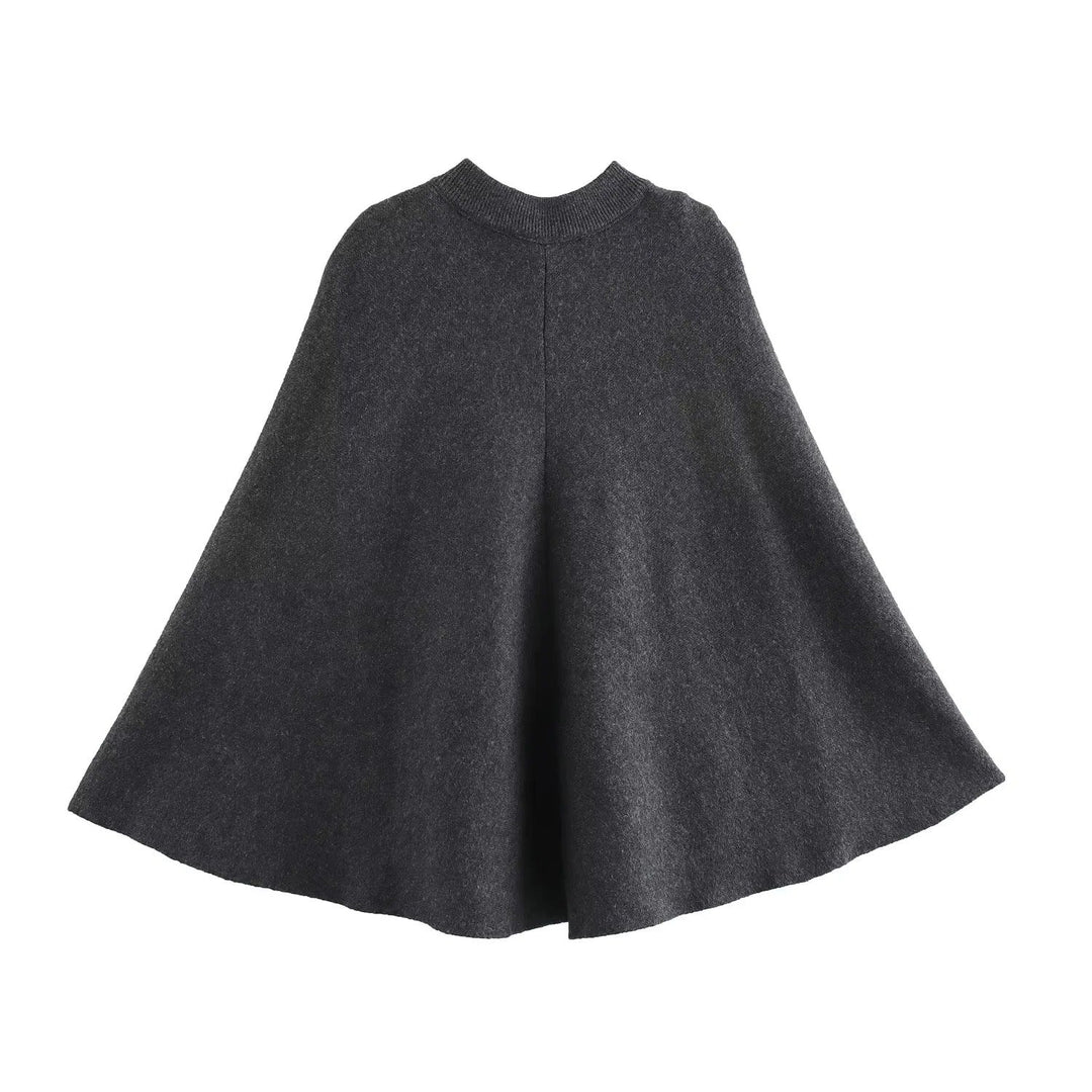 Drune | Damen Stehkragen Cape Jacke Knopfdetails