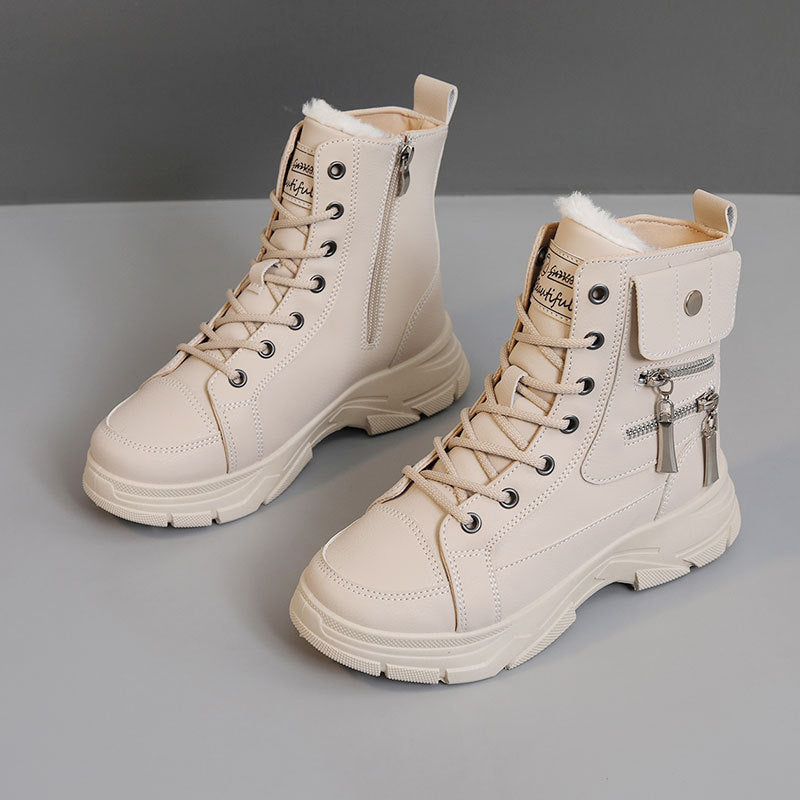 Damen High-Top Winterstiefel mit modischem Reißverschluss und dämpfender Sohle Drune