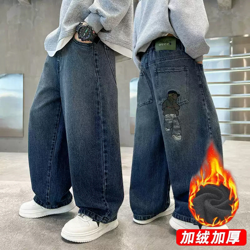 Unisex weite Denim-Hose mit einzigartigen Applikationen Drune