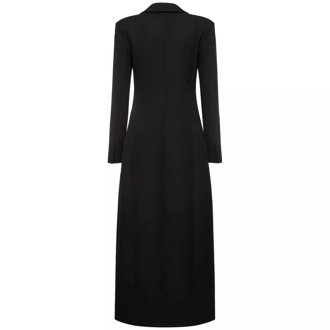 Damen Taillierter Longline-Mantel mit Reverskragen und Einreiher-Schnitt Drune