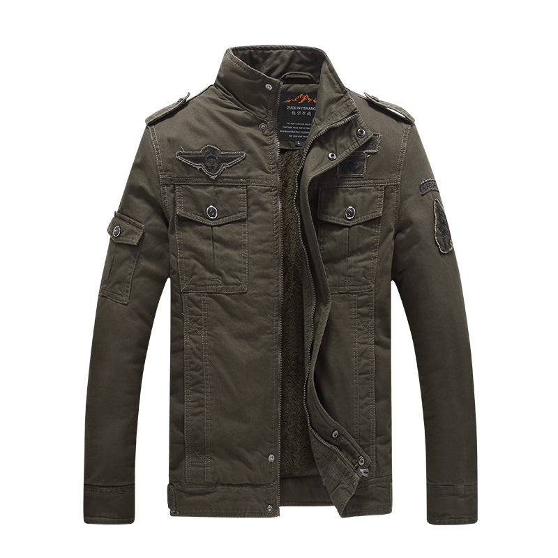 Herren Canvas-Fieldjacke mit Sherpa-Innenfutter, Utility-Taschen und Stehkragen Drune
