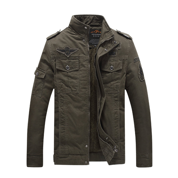 Herren Canvas-Fieldjacke mit Sherpa-Innenfutter, Utility-Taschen und Stehkragen Drune