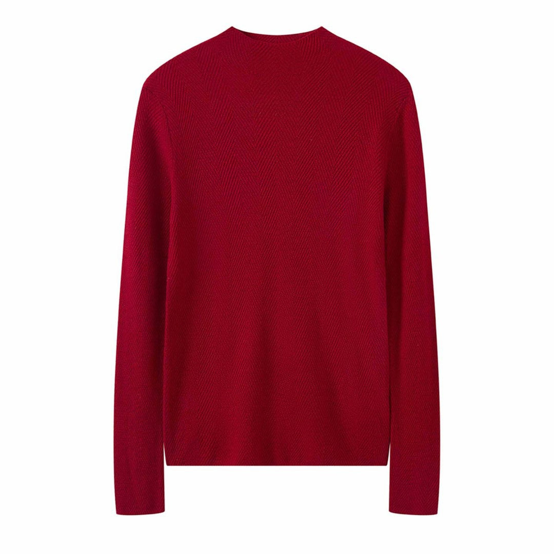 Damen Feiner Rippstrick-Pullover mit Stehkragen und Daumenlöchern Drune