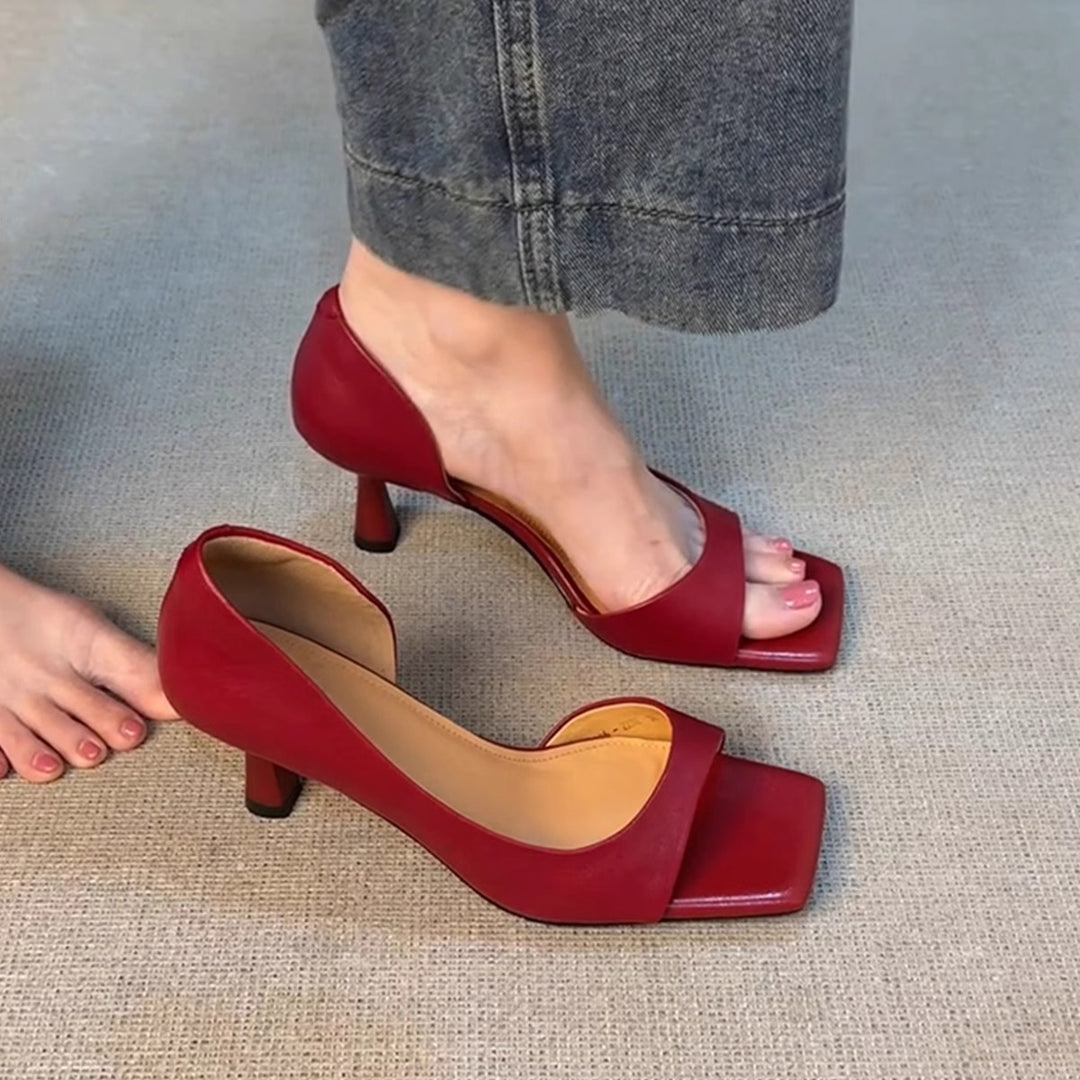 Damen Elegante Quadratische Zehen Absatzsandalen Drune