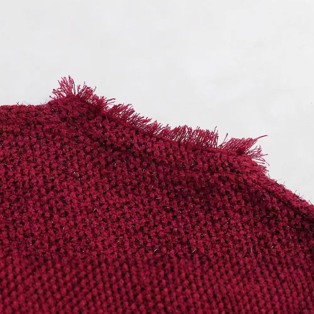 Damen kurze Bouclé‑Tweed‑Jacke mit Fransenbesatz, aufgesetzten Pattentaschen und Rundhalsausschnitt Drune