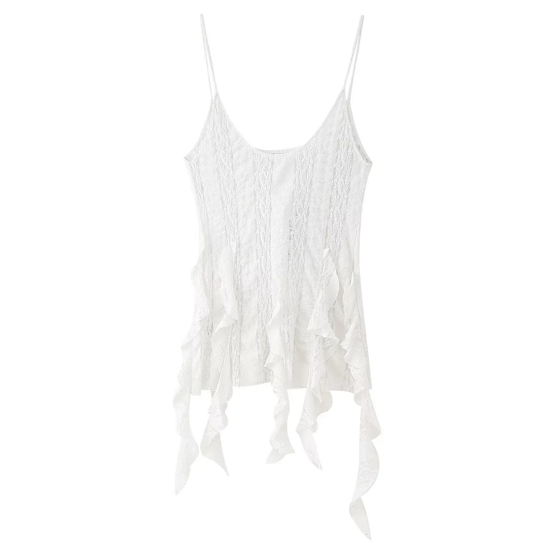 Damen elegante Palazzo-Hose mit floralem Spitzenmuster Drune