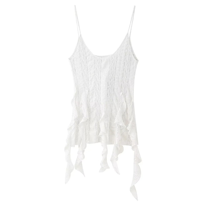 Damen elegante Palazzo-Hose mit floralem Spitzenmuster Drune
