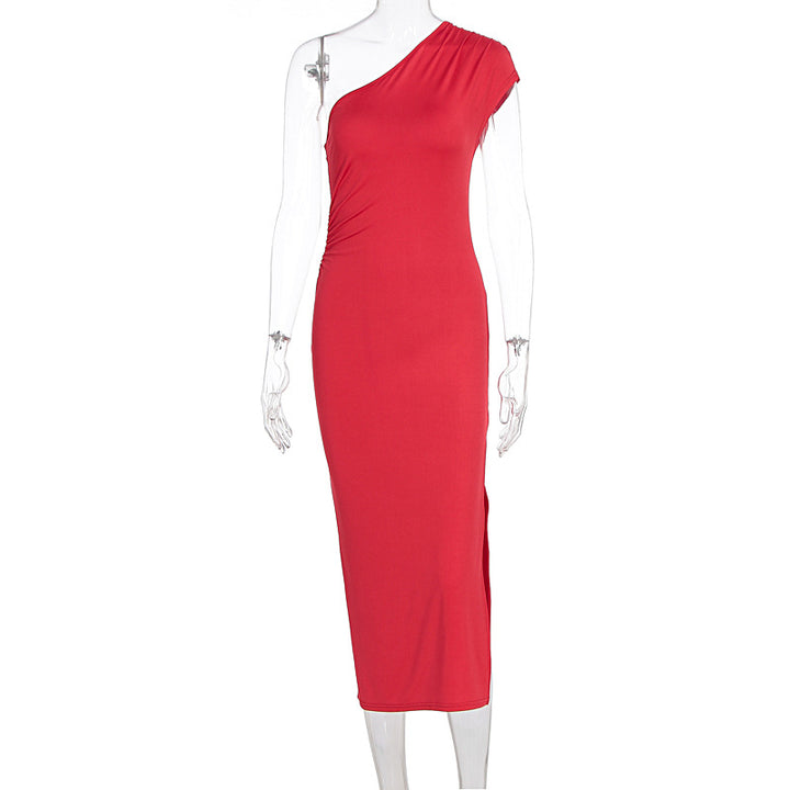 Damen Elegantes ärmelloses Wickelkleid mit asymmetrischem Schnitt Drune