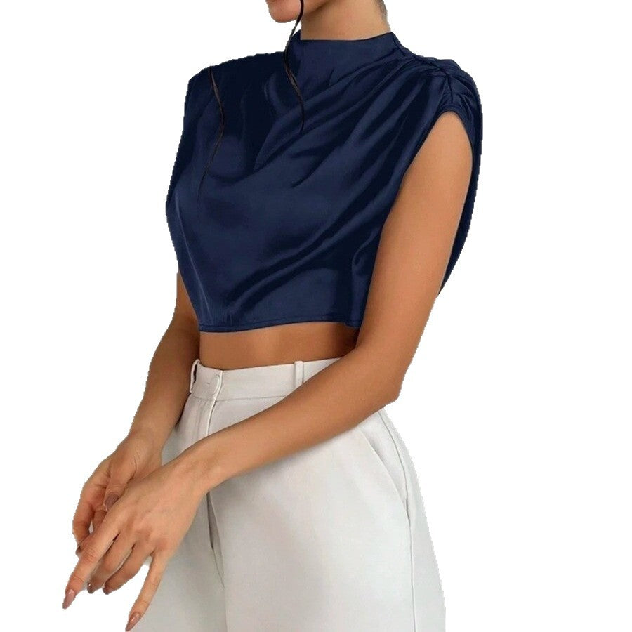 Damen elegantes Oberteil mit weichen Stofffalten und Rückenausschnitt Drune
