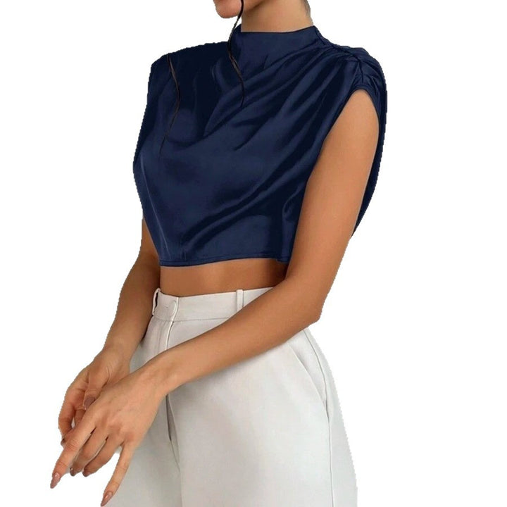 Damen elegantes Oberteil mit weichen Stofffalten und Rückenausschnitt Drune