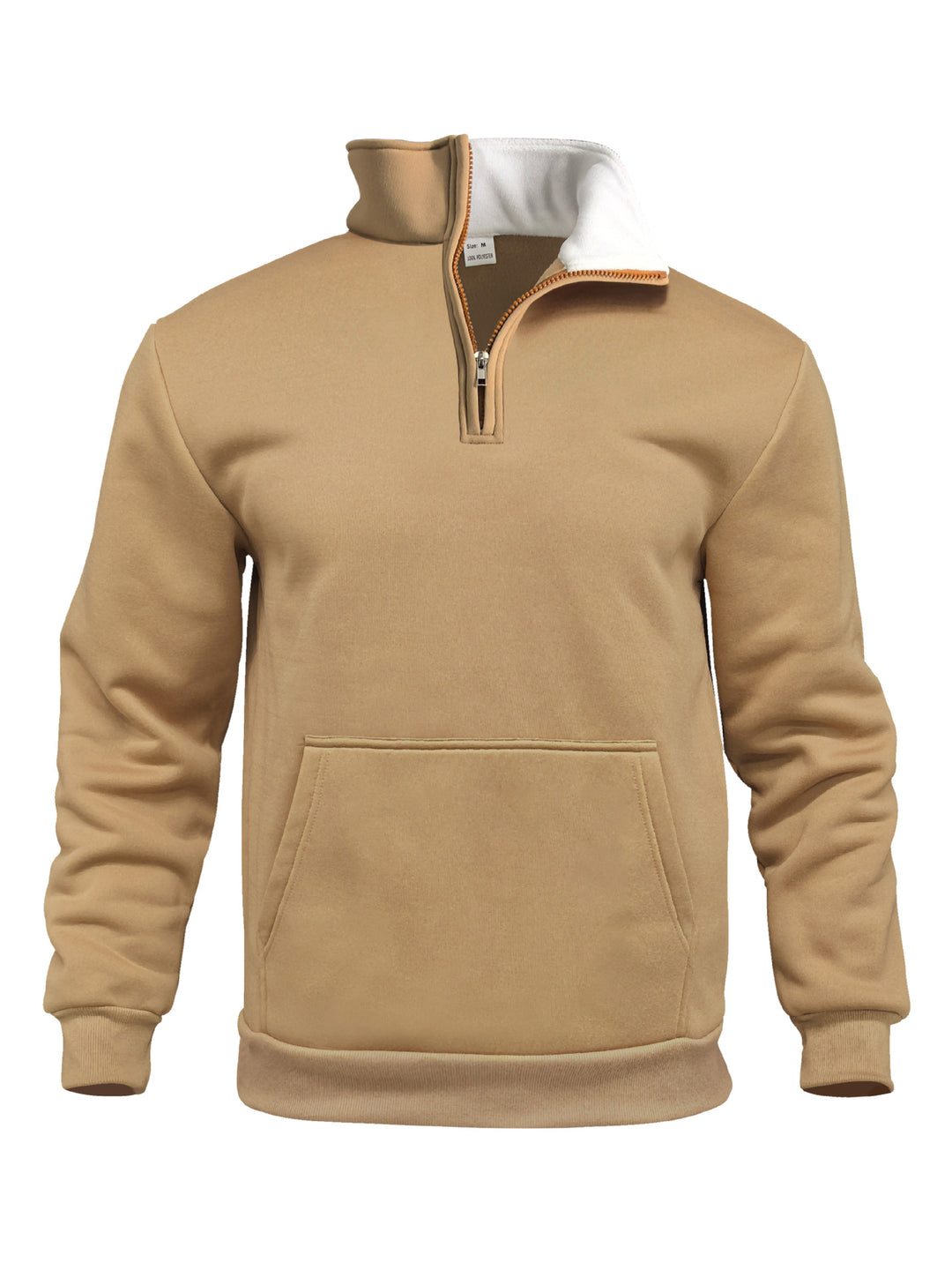 Herren nan Komfort-Halbzip-Sweat mit hohem Fleecekragen, Kängurutasche und formstabilem Rippsaum Drune