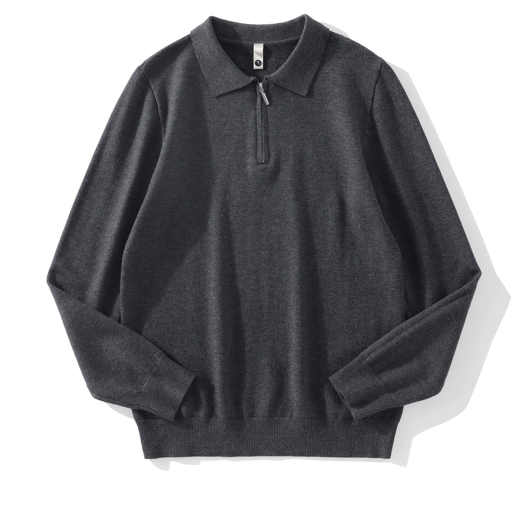 Herren Moderner Pullover mit Stehkragen und Reißverschluss Drune