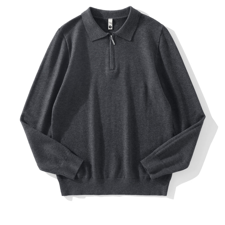 Herren Moderner Pullover mit Stehkragen und Reißverschluss Drune