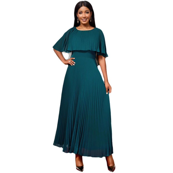 Damen Plissiertes Maxikleid mit eleganten Drapierungen Drune