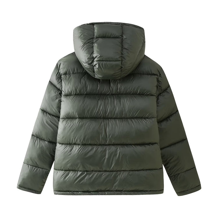 Damen funktionale Daunenjacke mit integrierter Kapuze und seitlichen Taschen Drune
