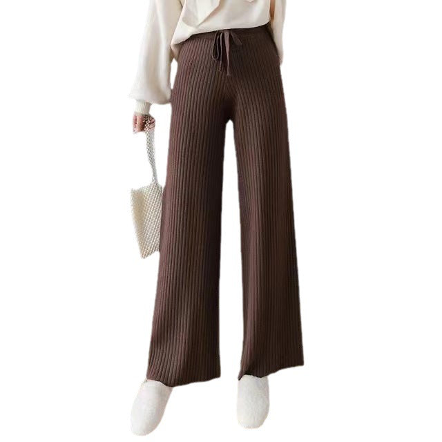 Damen Bequeme Rippstrickhose mit Taillenzug Drune