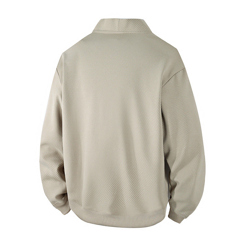 Herren strukturierter Strick-Cardigan-Blouson mit durchgehender Knopfleiste und aufgesetzten Eingrifftaschen Drune