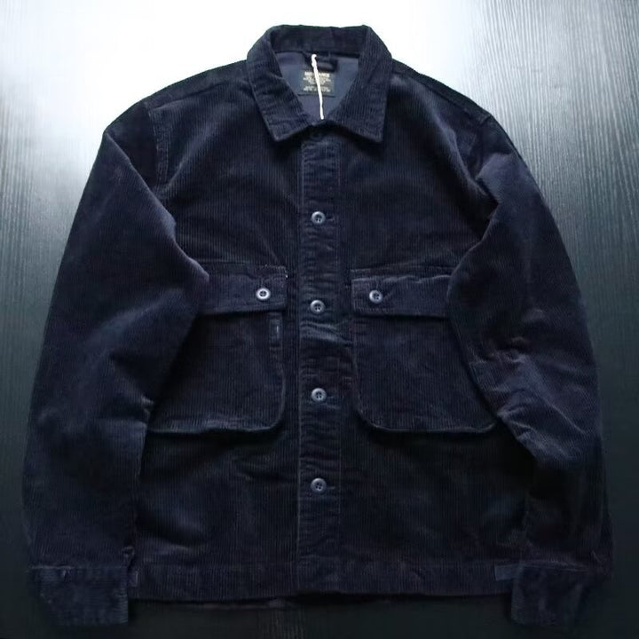 Herren Robustes Kord-Overshirt im Worker-Look mit aufgesetzten Pattentaschen Drune