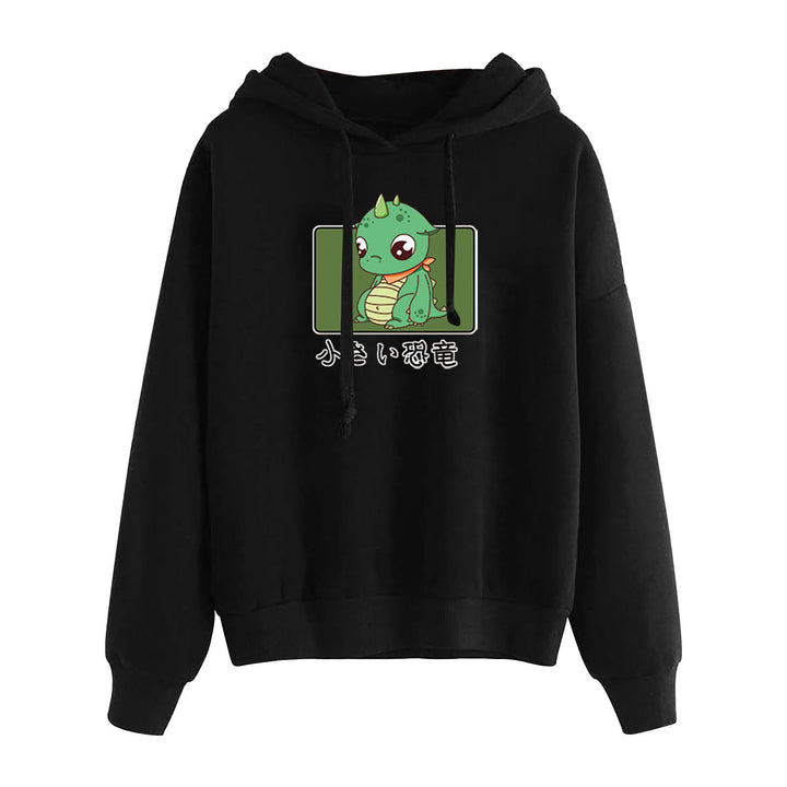 Damen nan kurz geschnittener Cropped-Kapuzenpullover mit niedlicher Frosch-Illustration und verstellbarer Kapuze Drune