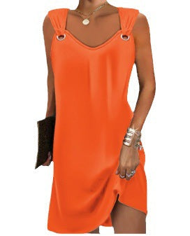 Damen lässiges Kleid mit ausgefallenem Trägerdesign Drune