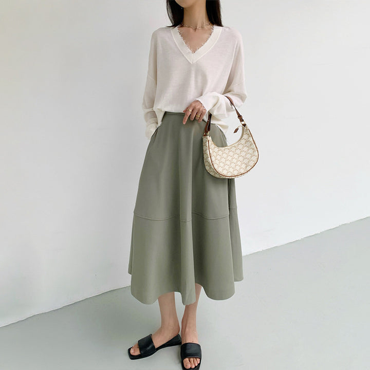 Damen Eleganter Midirock aus luftiger Baumwolle Drune