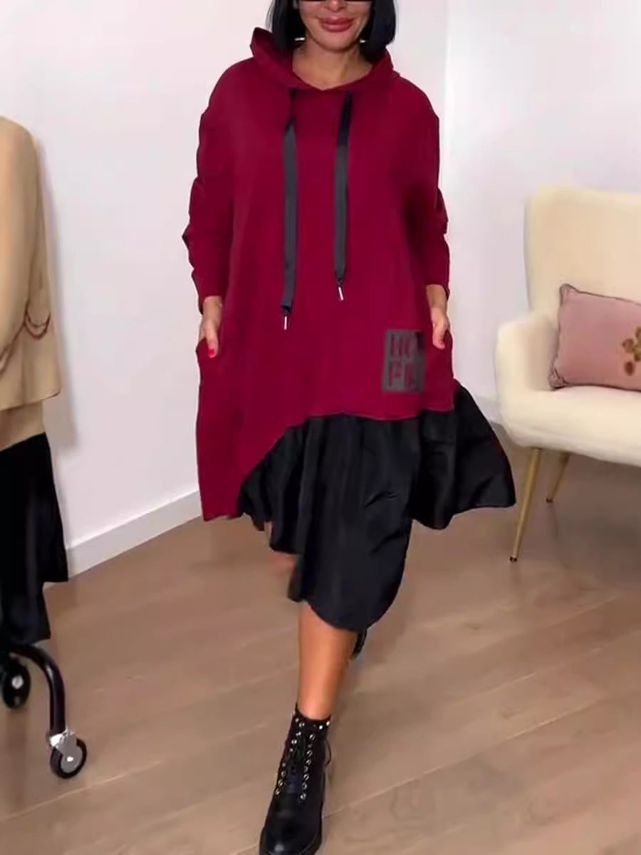 Damen Hoodie-Kleid mit voluminösem Rock und praktischen Taschen Drune