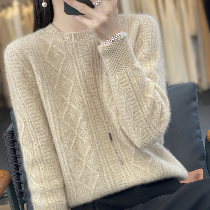 Damen Zopfmuster-Feinstrickpullover mit Ajour-Bahnen und weichem Mohair-Finish Drune