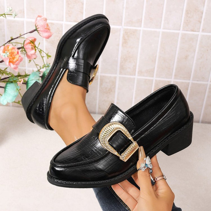 Damen Elegante Mokassins mit Goldschnalle Drune