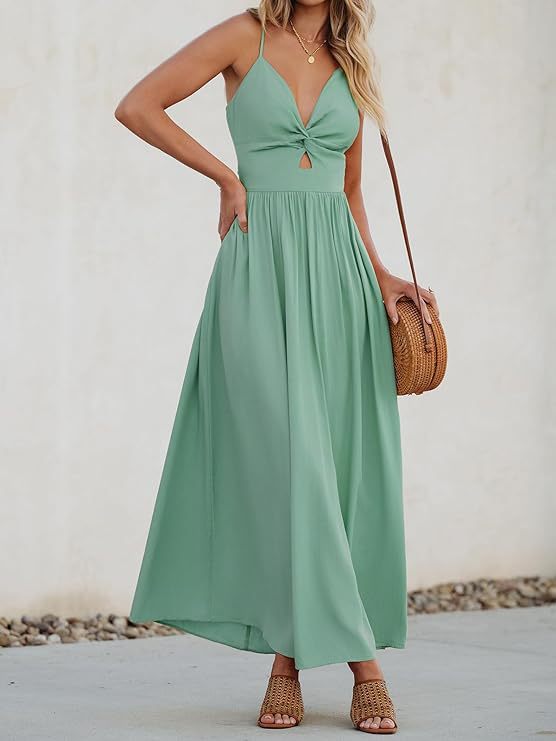Damen Maxikleid mit schickem Knotendetail und fließendem Schnitt Drune