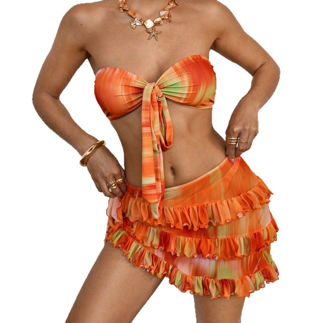 Damen Bandeau-Bikini mit modischen Rüschendetails Drune