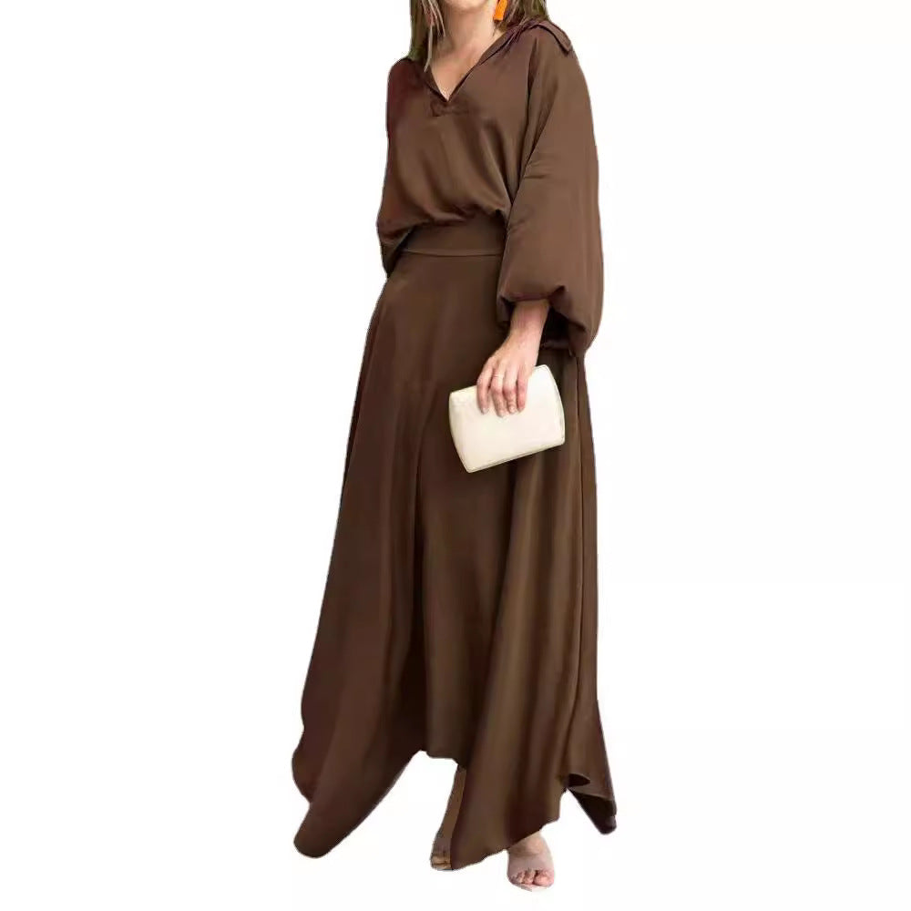 Damen Maxikleid mit weitem Schnitt und eleganten Ärmeln Drune