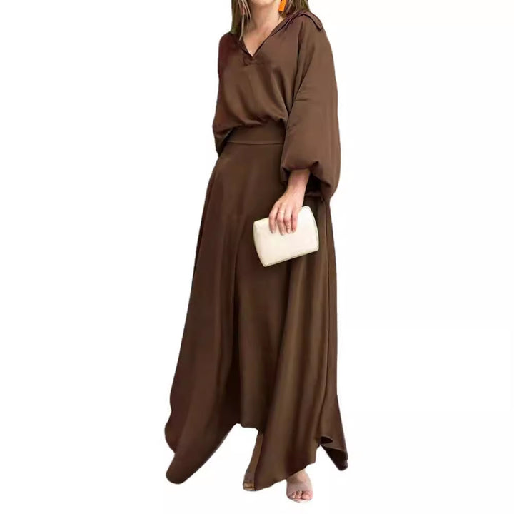 Damen Maxikleid mit weitem Schnitt und eleganten Ärmeln Drune