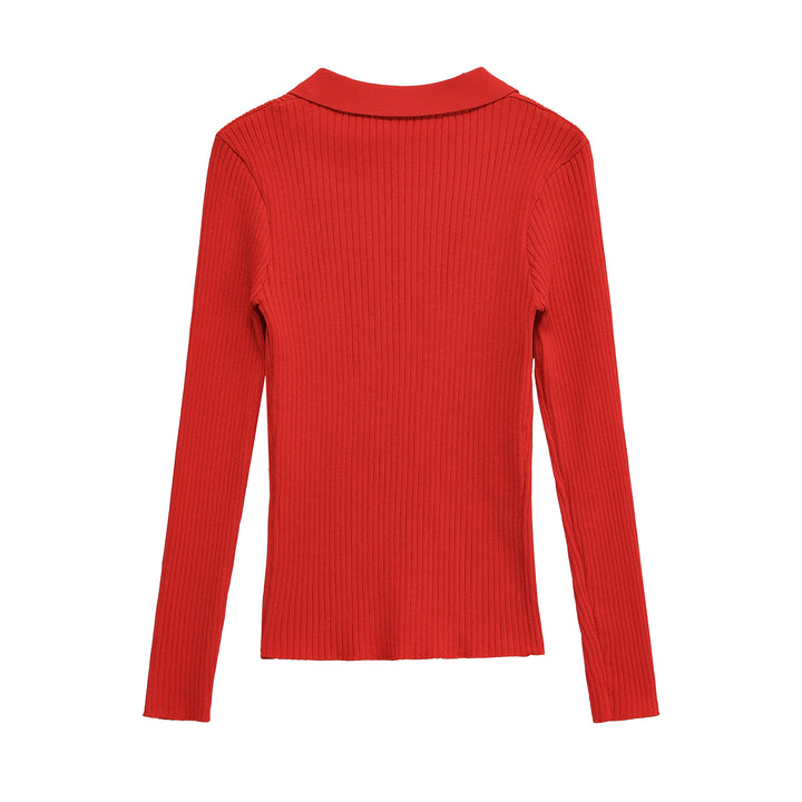 Damen Langarmshirt mit V-Ausschnitt und dekorativen Taschen Drune