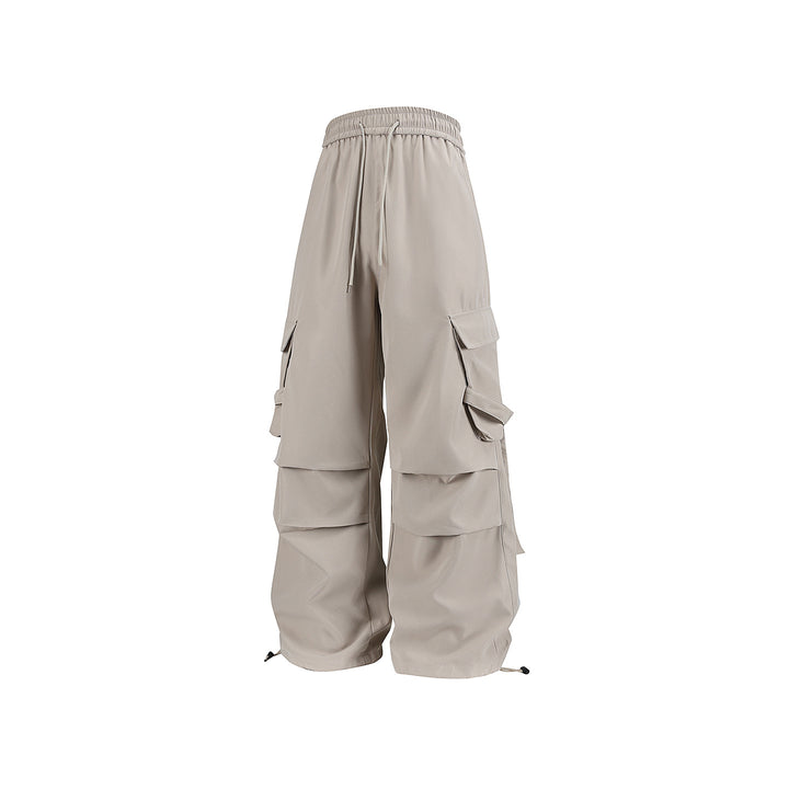 Herren Baggy‑Cargo‑Hose mit modularen Klappfächern, Band‑Details und Kordelbund Drune