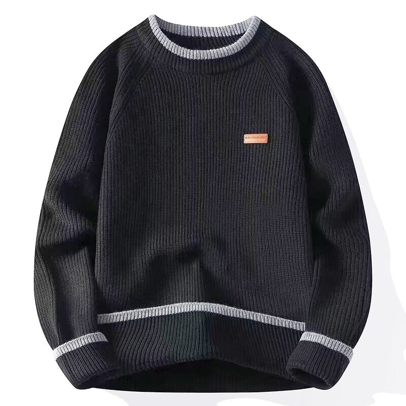 Herren Modischer Grobstrickpullover mit Rundhalsausschnitt Drune